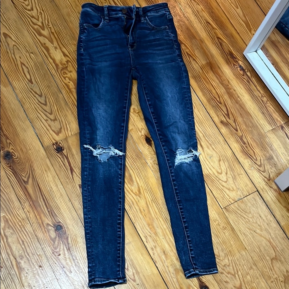 Women's Distressed Blue Jeans